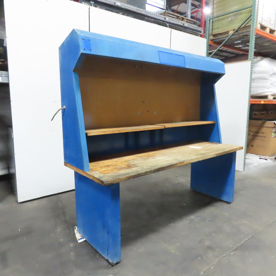 96" x 34" Wood Top Industrial Work Bench Table Station W/ Light And Pegboard