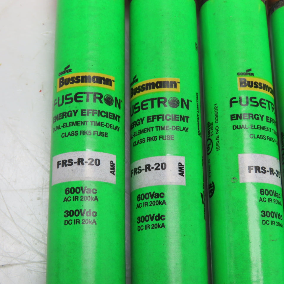 Bussmann FRS-R-20 Dual-Element Time-Delay Class RK5 Fuses 600VAC 20A Lot Of 4