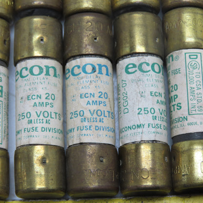 Econ ECN 20 20A 250V Dual-Element Time-Delay Class K5 Fuse Lot Of 12