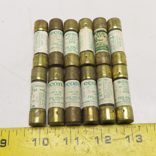 Econ ECN 20 20A 250V Dual-Element Time-Delay Class K5 Fuse Lot Of 12