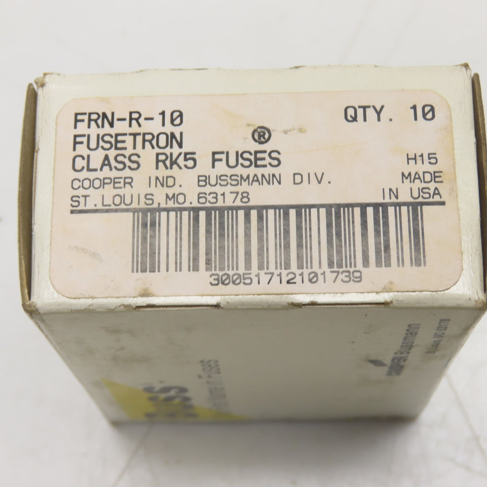 Bussmann FRN-R-10 10A 250V Dual-Element Time-Delay Class RK5 Fuse 10CT