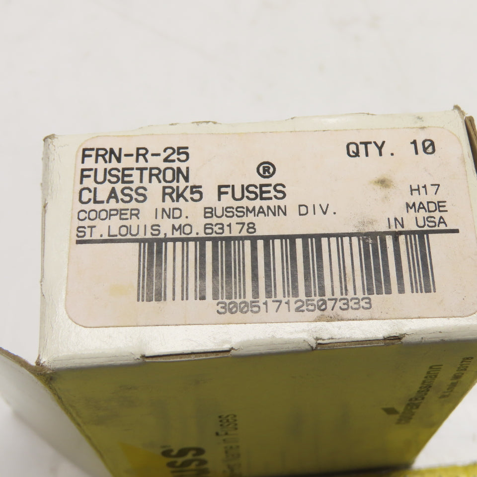 Bussmann FRN-R-25 25A 250V Dual-Element Time-Delay Class RK5 Fuse 10CT