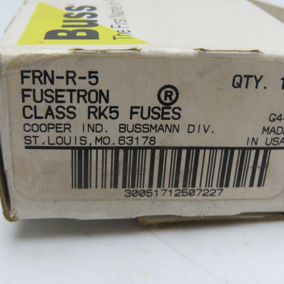 Bussmann FRN-R-5 5A 250V Dual-Element Time-Delay Class RK5 Fuse 10CT