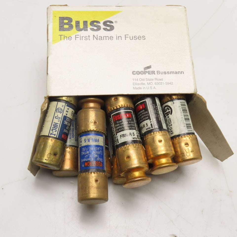 Bussmann FRN-R-5 5A 250V Dual-Element Time-Delay Class RK5 Fuse 10CT