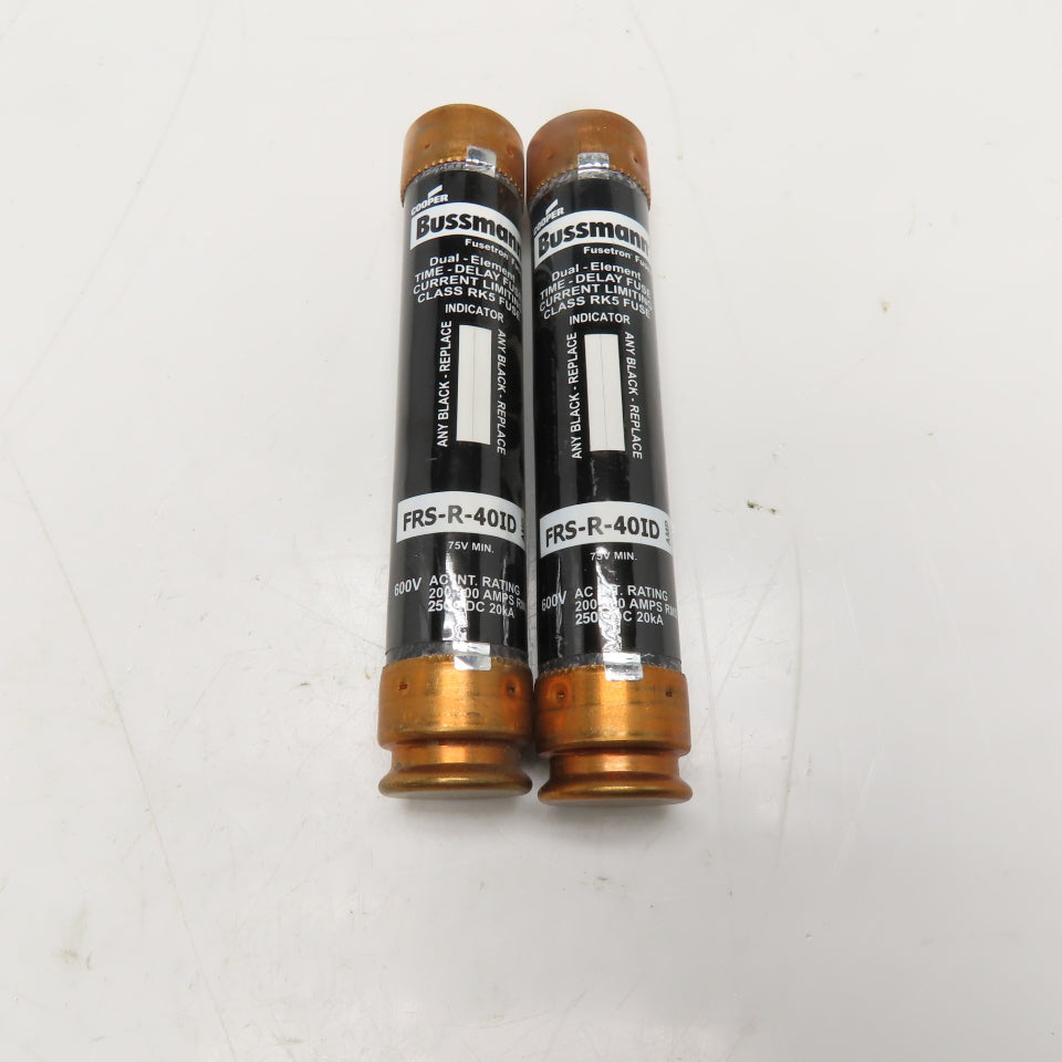 Bussmann FRS-R-40ID 40A 600VAC 250VDC RK5 Indicating Time-Delay Fuse Lot Of 2