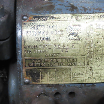 South Bend CL8644A 9" Precision Lathe Model A 4' Bed 1Ph 115/230V (Parts/Repair)