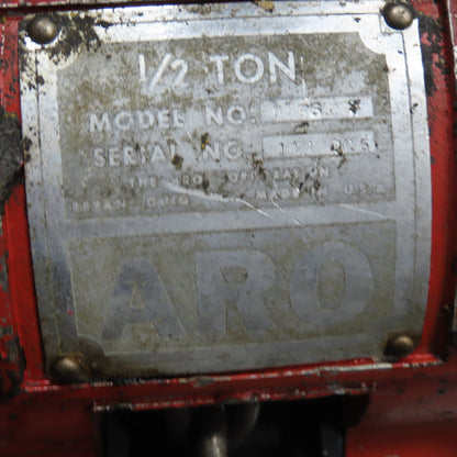 ARO 77506C 1/2 Ton 1000LB Air Pneumatic Chain Hoist 10' Lift W/ Pendant