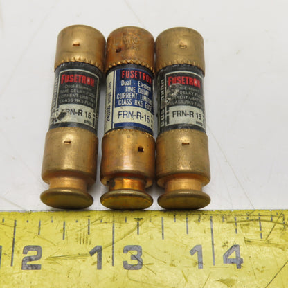 Bussmann FRN-R-15 15A 250VAC Current Limiting Class RK5 Fusetron Fuse Lot of 3