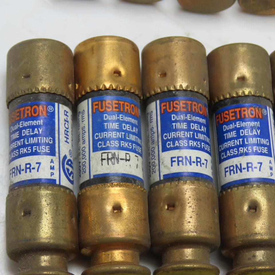 Bussmann FRN-R-7 7A 250VAC Current Limiting Class RK5 Fusetron Fuse Lot of 9