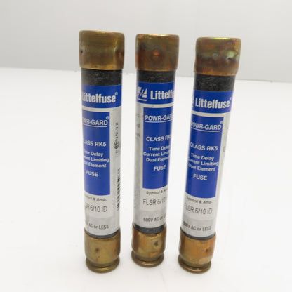 Littelfuse FLSR 6/10 ID 6/10A 600VAC/VDC Class RK5 Dual Element Fuse LotOf 3