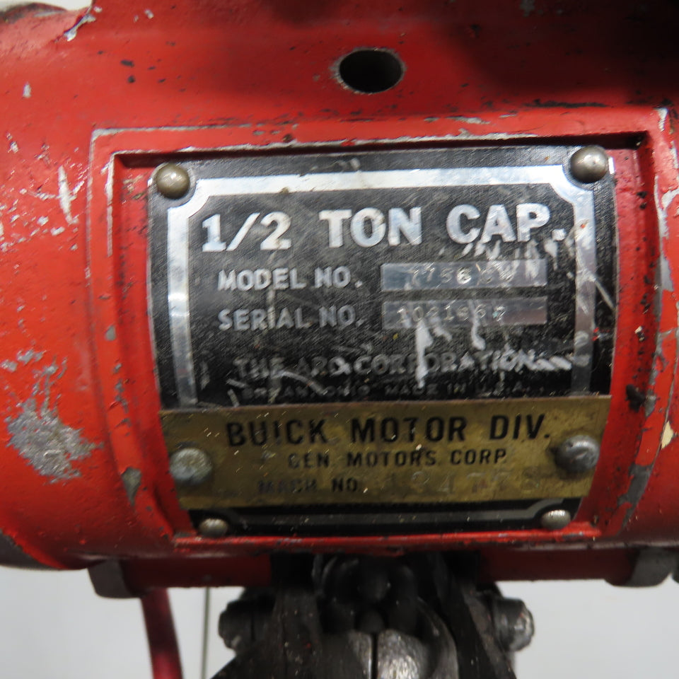 ARO 7756CT 1/2 Ton 1000LB Air Pneumatic Chain Hoist 12' Lift W/ Pendant