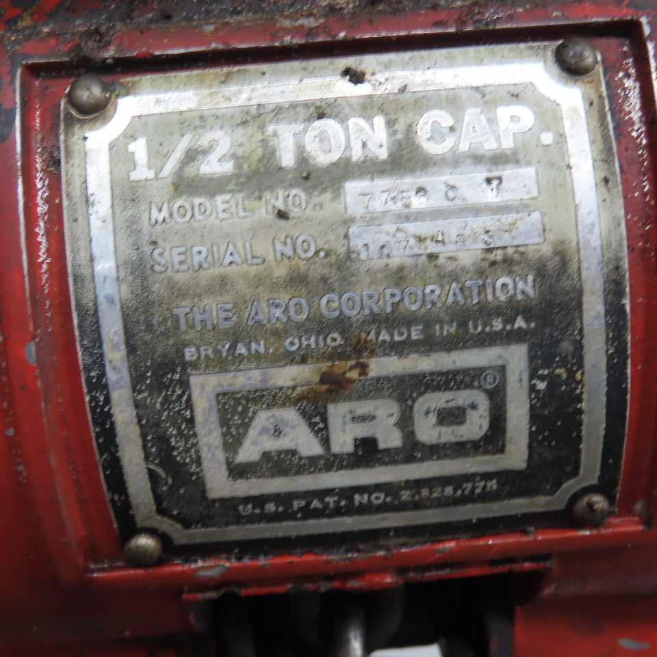 ARO 7756CT 1/2 Ton 1000LB Air Pneumatic Chain Hoist 10' Lift W/ Pendant