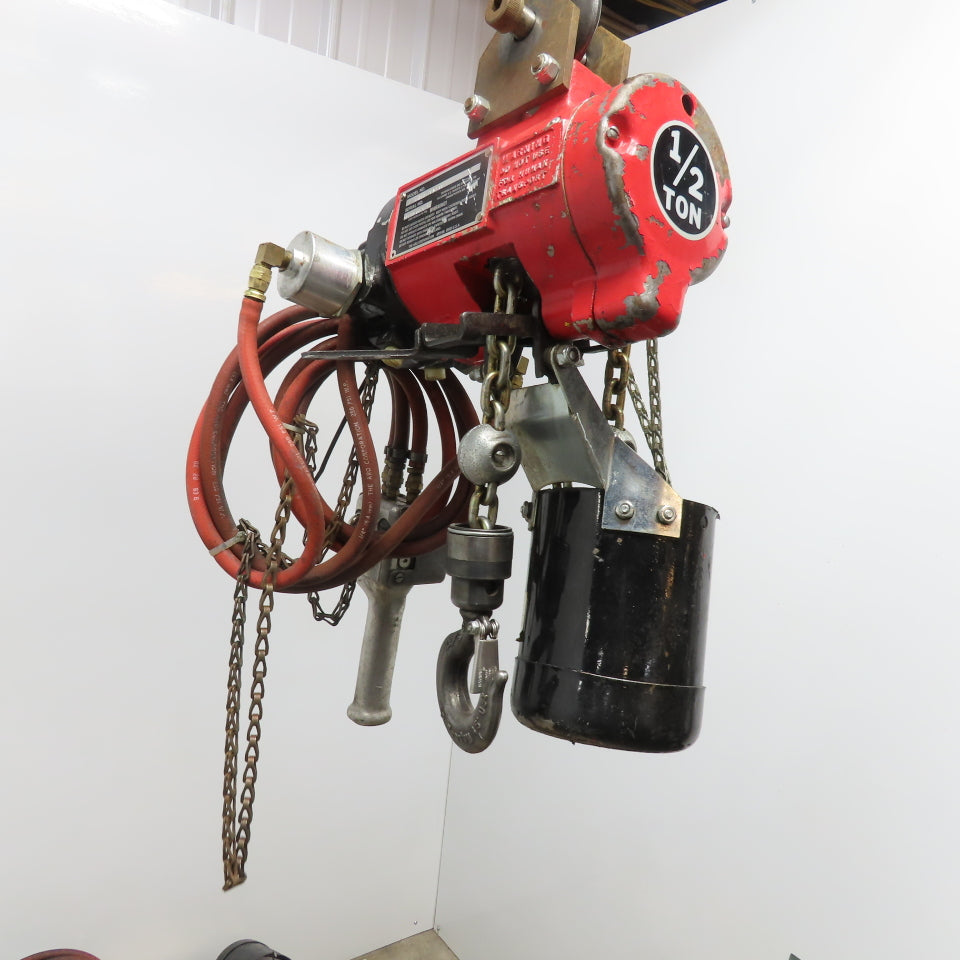 ARO 7756E-2C10-C6 1/2 Ton Air Hoist 10' Travel Pendant Operated Missing Hook