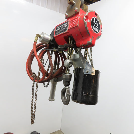 ARO 7756E-2C10-C6 1/2 Ton Air Hoist 10' Travel Pendant Operated Missing Hook