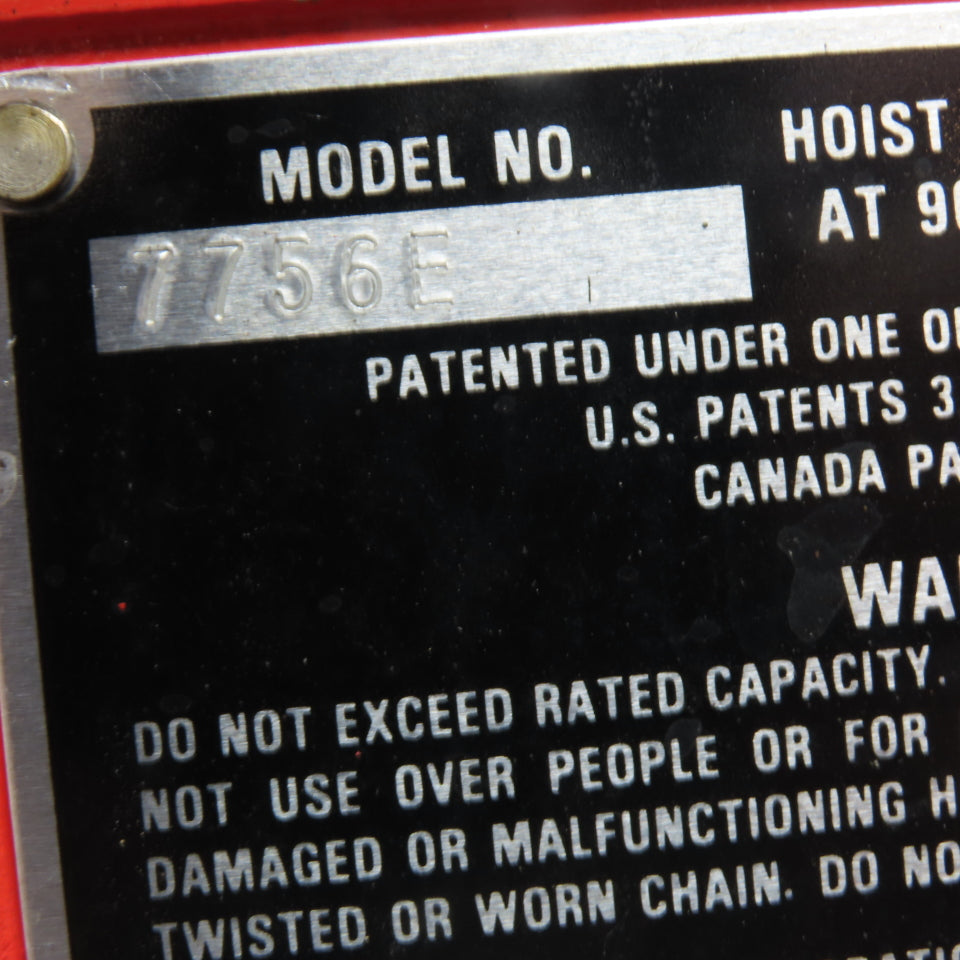 ARO 7756E 1/2 Ton Air Hoist 10' Travel Pendant Operated
