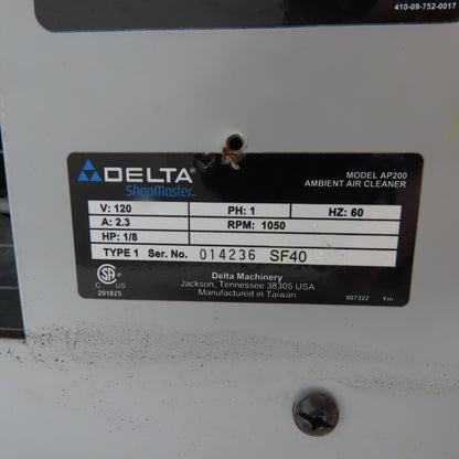 Delta AP200 ShopMaster Ambient Air Cleaner 120V 1/8HP 1050RPM