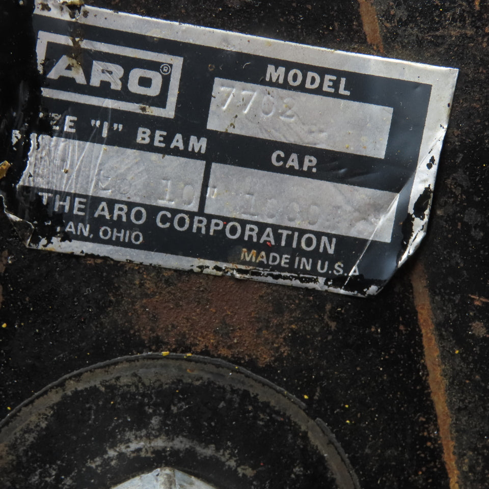 ARO 7756D 1/2 Ton Air Chain Hoist 10' Travel Pendant Operated 90PSI W/ Trolley
