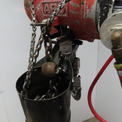 ARO 7756D 1/2 Ton Air Chain Hoist 10' Travel Pendant Operated 90PSI W/ Trolley