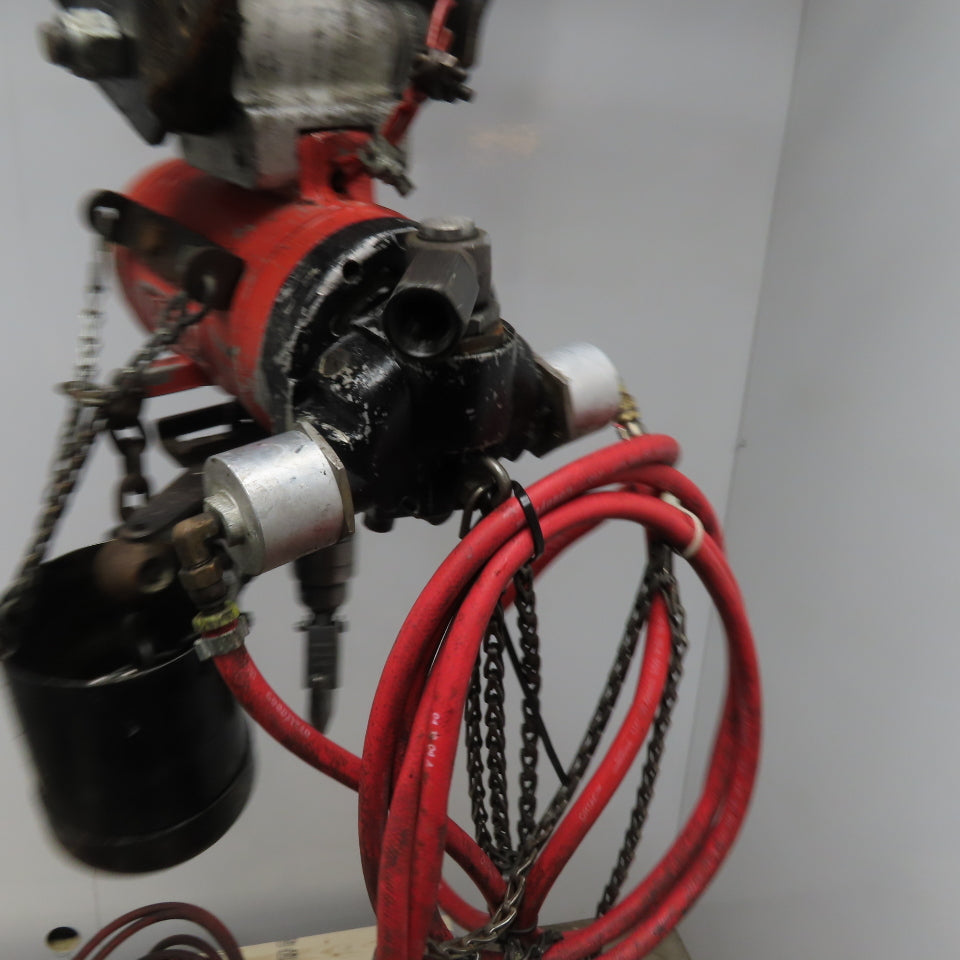 ARO 7756D 1/2 Ton Air Chain Hoist 10' Travel Pendant Operated 90PSI W/ Trolley