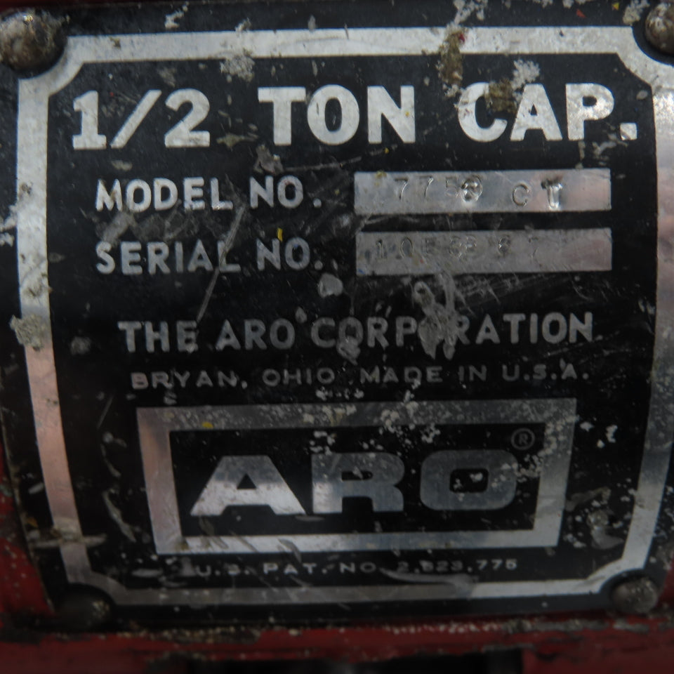 ARO 7756CT 1/2 Ton 1000LB Air Pneumatic Chain Hoist 10' Lift W/ Pendant