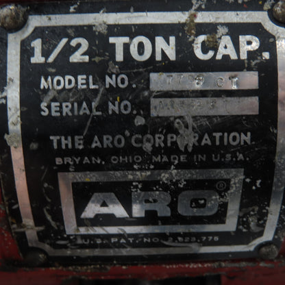 ARO 7756CT 1/2 Ton 1000LB Air Pneumatic Chain Hoist 10' Lift W/ Pendant