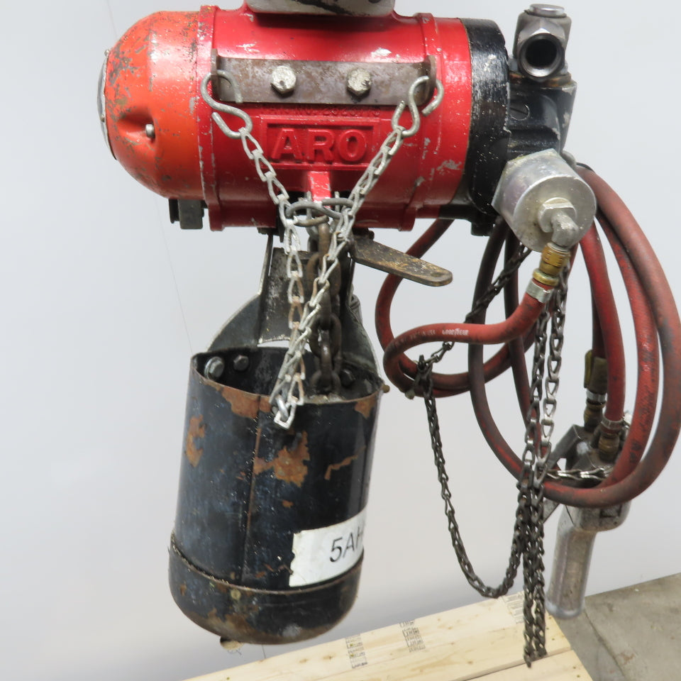 ARO 7756DT 1/2 Ton Air Chain Hoist 10' Travel Pendant Operated 90PSI W/ Trolley