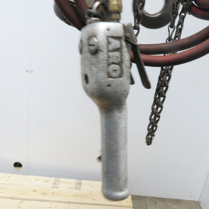 ARO 7756DT 1/2 Ton Air Chain Hoist 10' Travel Pendant Operated 90PSI W/ Trolley