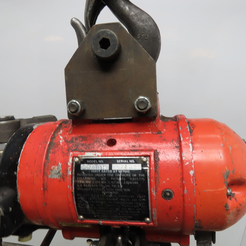 ARO 7756DTS 1/2 Ton Air Chain Hoist 10' Lift Pendant Operated 90PSI No Top Hook
