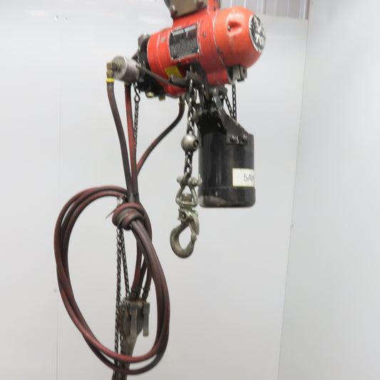 ARO 7756DTS 1/2 Ton Air Chain Hoist 10' Lift Pendant Operated 90PSI No Top Hook