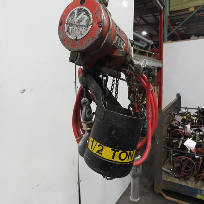ARO 1/2 Ton 1000LB Air Pneumatic Chain Hoist 12' Lift W/ Pendant