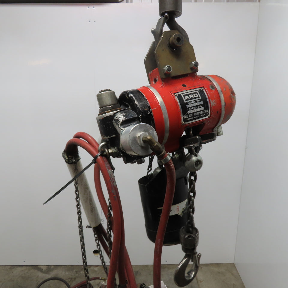 ARO 7756DT 1/2 Ton Air Chain Hoist 10' Lift Pendant Operated 90PSI No Top Hook