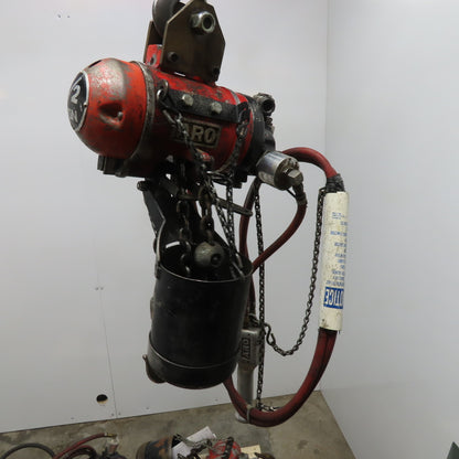 ARO 7756DT 1/2 Ton Air Chain Hoist 10' Lift Pendant Operated 90PSI No Top Hook