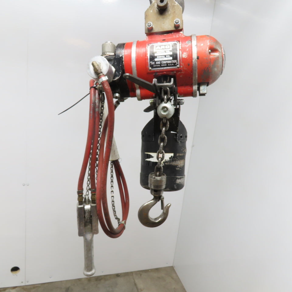 ARO 7756DT 1/2 Ton Air Chain Hoist 10' Lift Pendant Operated 90PSI No Top Hook