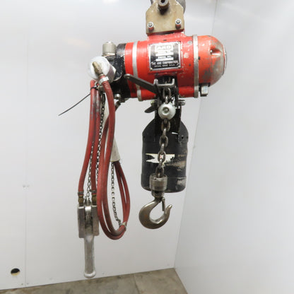 ARO 7756DT 1/2 Ton Air Chain Hoist 10' Lift Pendant Operated 90PSI No Top Hook