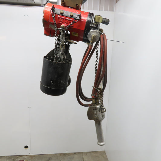 ARO 7756F 1/2 Ton Air Chain Hoist 10' Lift Pendant Operated 90PSI No Top Hook