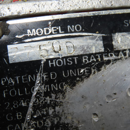 ARO 7750D 1/2 Ton Air Hoist 10' Lift Chain Pendant Operated 90PSI