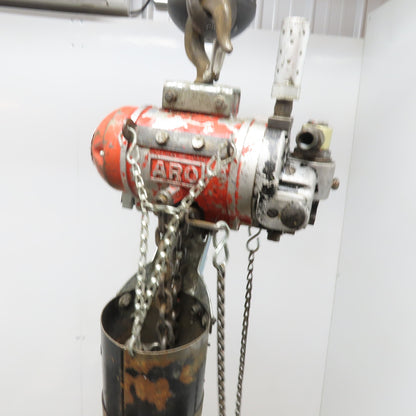 ARO 7750D 1/2 Ton Air Hoist 10' Lift Chain Pendant Operated 90PSI