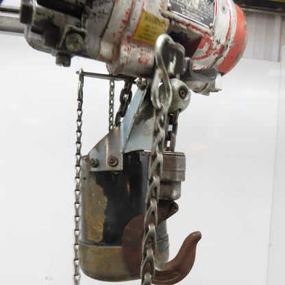 ARO 7750D 1/2 Ton Air Hoist 10' Lift Chain Pendant Operated 90PSI