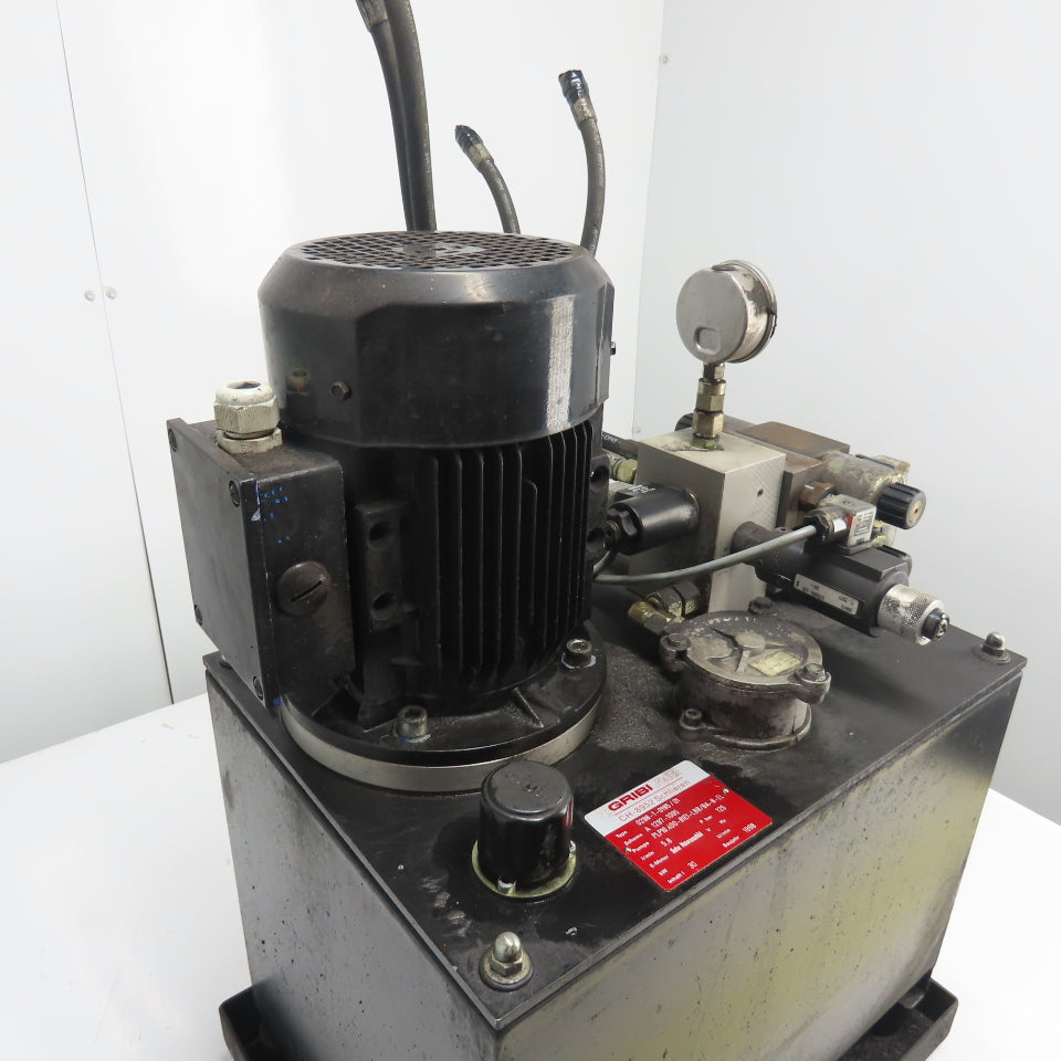 GRIBI AG 0298-1-0195 /01 10 Gallon Hydraulic Power Unit 30L 125 Bar 5.8L/min 3Ph