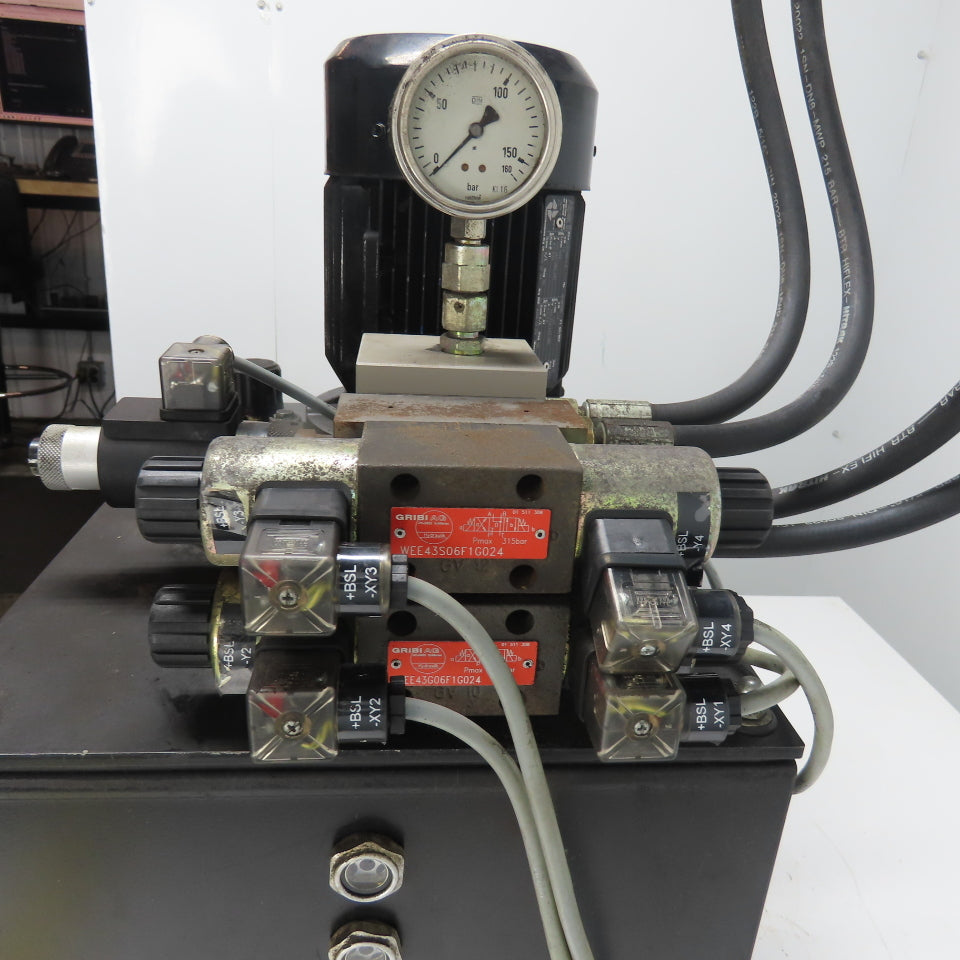 GRIBI AG 0298-1-0195 /01 10 Gallon Hydraulic Power Unit 30L 125 Bar 5.8L/min 3Ph