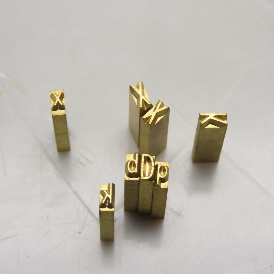 2mm x 4mm x 15mm OAL Hot Stamp Brass Letter Stamps A-Z Upper/Lower Case