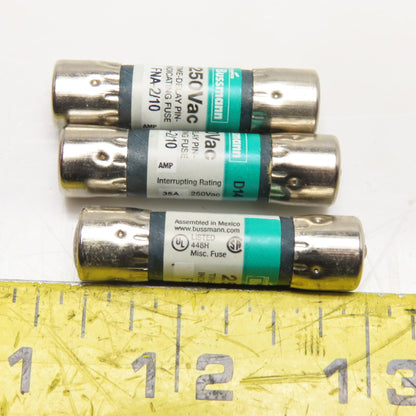 Bussmann FNA-2/10 2/10A Time Delay Fuse 250VAC Or Less Lot Of 3