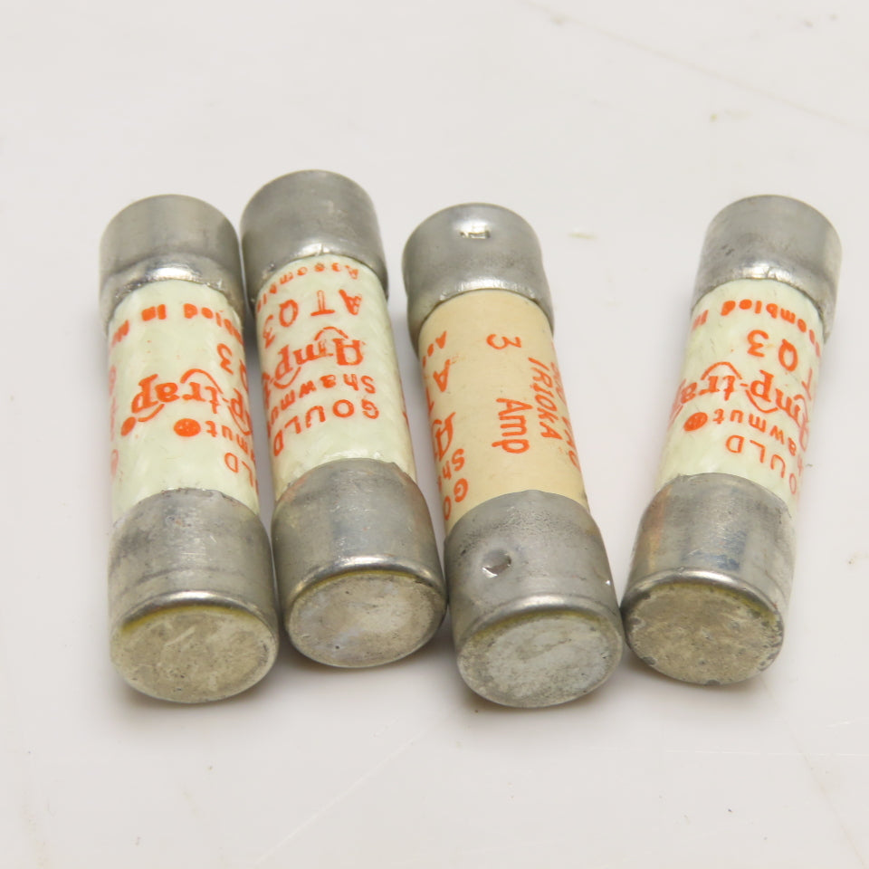 Gould Shawmut ATQ3 3A Time Delay Amptrap Fuse 500VAC Or Less Lot Of 4