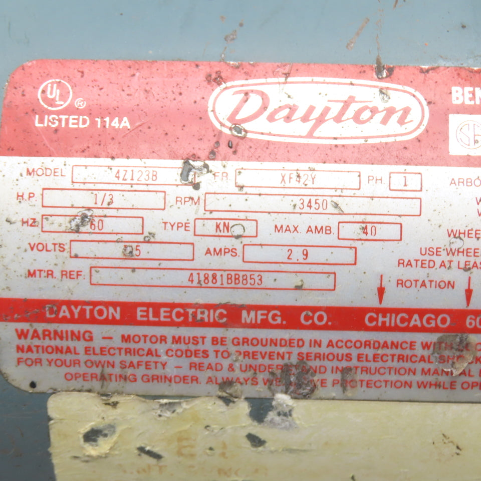 Dayton 4Z123B 6" Bench Grinder 1/3Hp 115V 1Ph