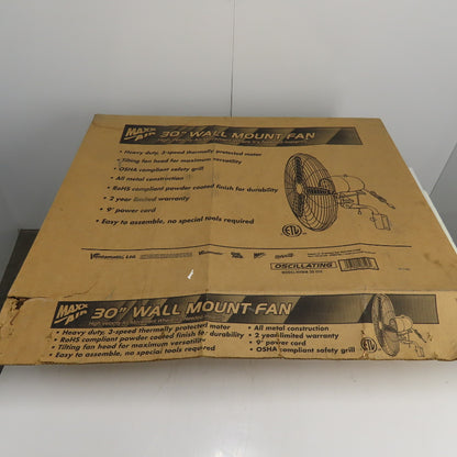 Maxx Air FB-75B HVWM 30 OSC 30" Oscillating Wall Mount Fan 120V 200W NEW