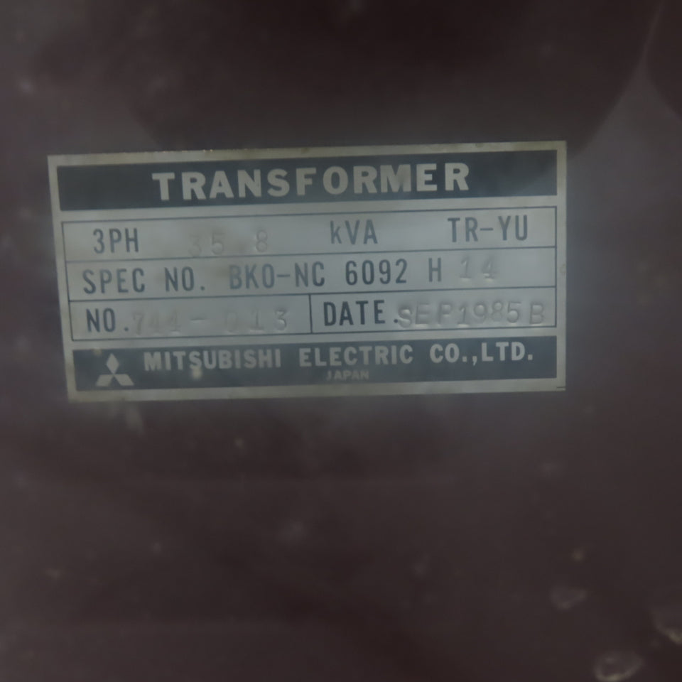 Mitsubishi BK0-NC TR-YU 200-480V Pri. 36kVa 210V Sec 3Ph Transformer Tested