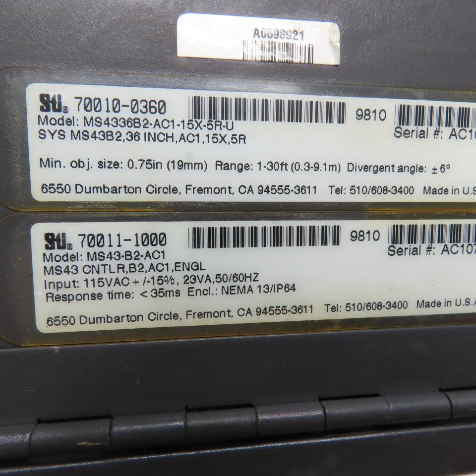 STI MS43-B2-AC1 MiniSafe Safety Light Curtain Control Panel