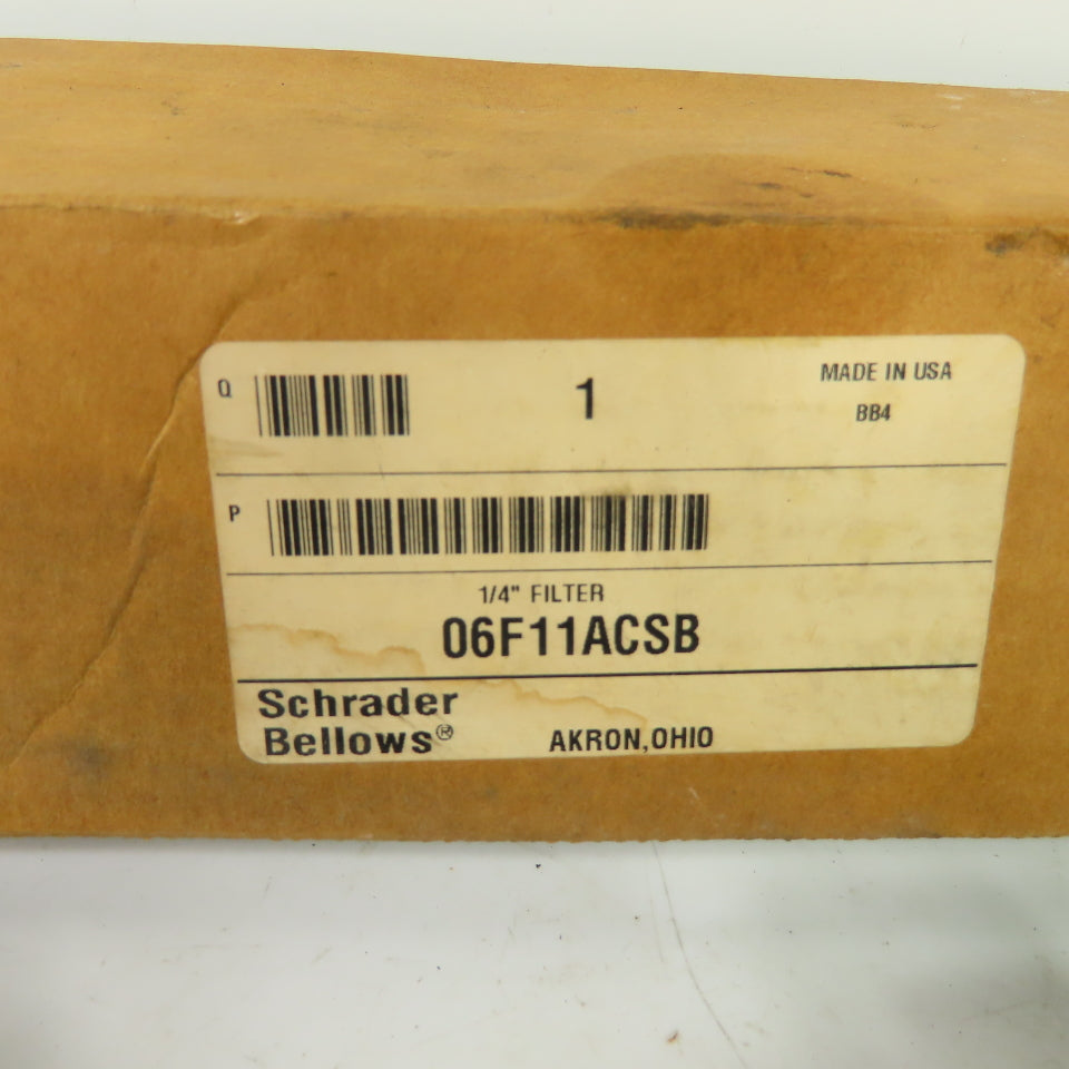 Schrader Bellows 06F11ACSB Pneumatic Air Filter 1/4" NPT 150 PSI Max NEW