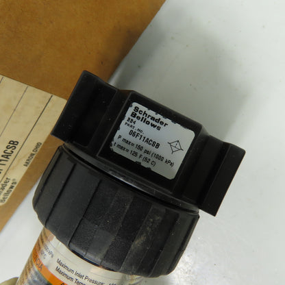 Schrader Bellows 06F11ACSB Pneumatic Air Filter 1/4" NPT 150 PSI Max NEW