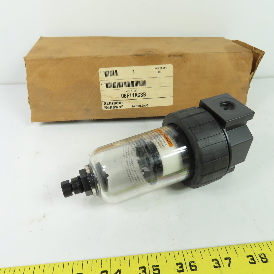 Schrader Bellows 06F11ACSB Pneumatic Air Filter 1/4" NPT 150 PSI Max NEW